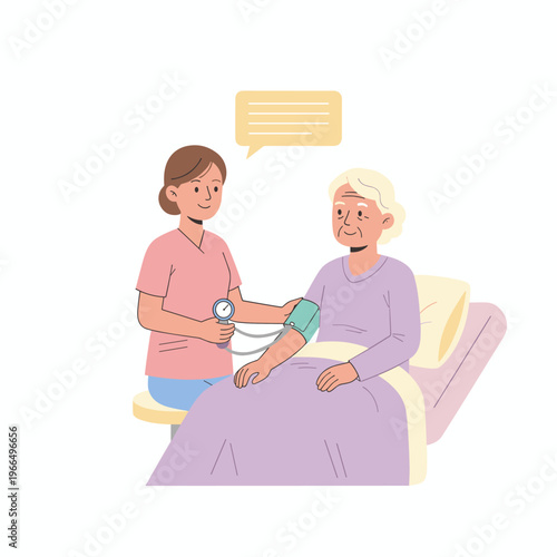 Conceptual vector illustrations of nursing work scenarios.
