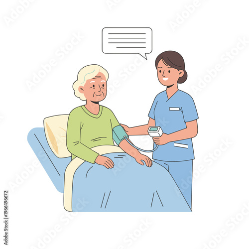 Conceptual vector illustrations of nursing work scenarios.