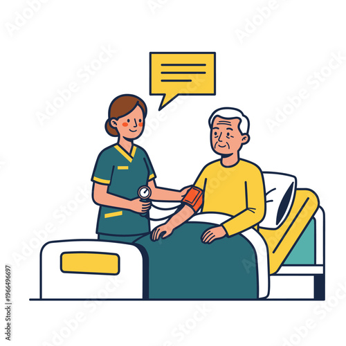 Conceptual vector illustrations of nursing work scenarios.