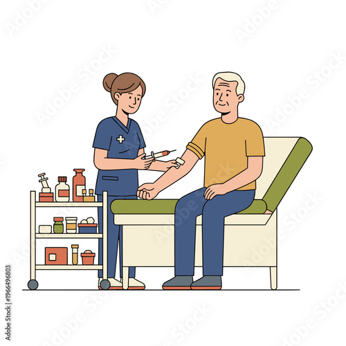 Conceptual vector illustrations of nursing work scenarios.