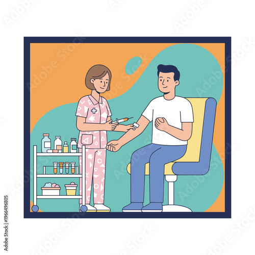 Conceptual vector illustrations of nursing work scenarios.