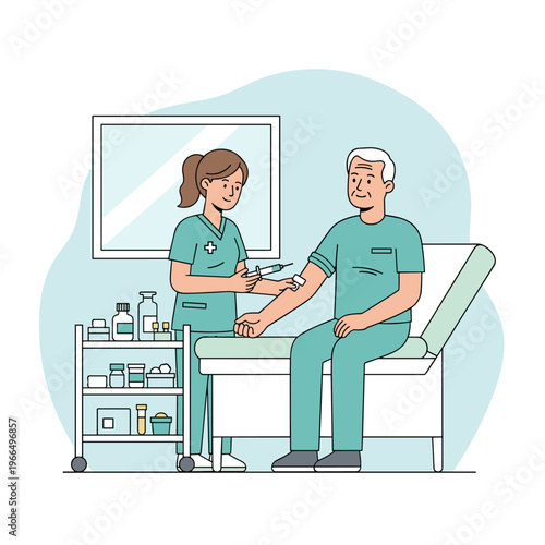 Conceptual vector illustrations of nursing work scenarios.