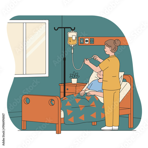 Conceptual vector illustrations of nursing work scenarios.