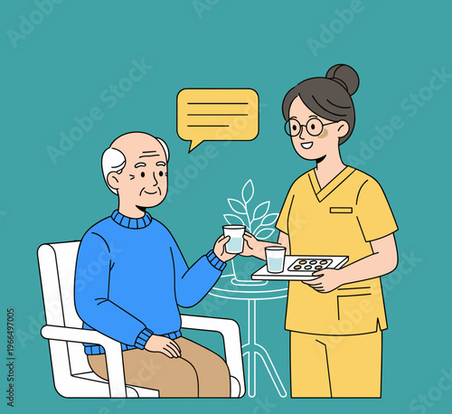 Conceptual vector illustrations of nursing work scenarios.