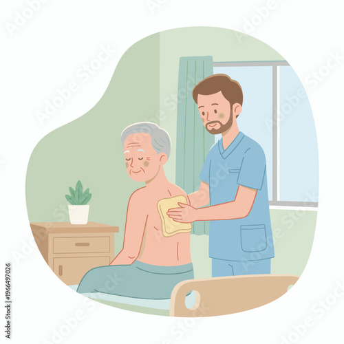 Conceptual vector illustrations of nursing work scenarios.