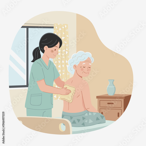 Conceptual vector illustrations of nursing work scenarios.