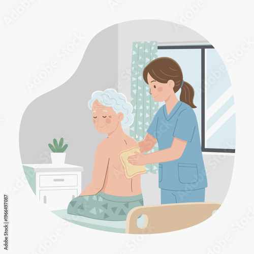 Conceptual vector illustrations of nursing work scenarios.