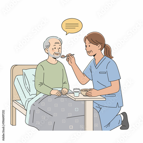 Conceptual vector illustrations of nursing work scenarios.