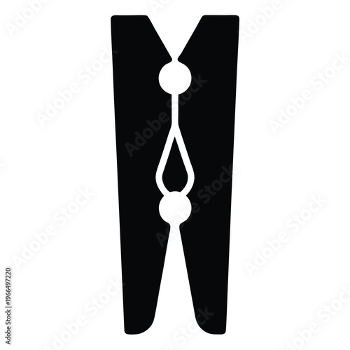 Silhouette image of a wooden clothespin used for holding laundry