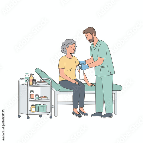 Conceptual vector illustrations of nursing work scenarios.