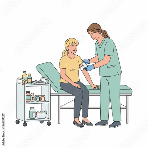 Conceptual vector illustrations of nursing work scenarios.