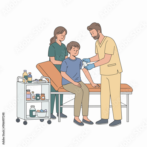 Conceptual vector illustrations of nursing work scenarios.