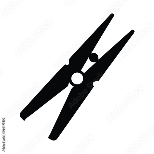 Black silhouette of a classic wooden clothespin used for laundry line