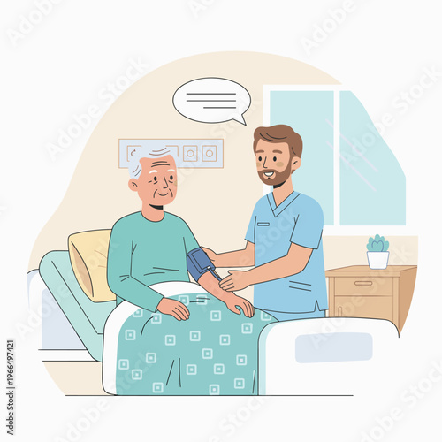 Conceptual vector illustrations of nursing work scenarios.