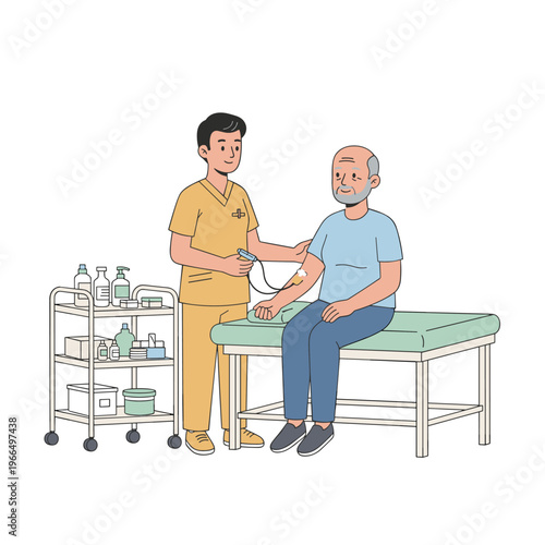 Conceptual vector illustrations of nursing work scenarios.