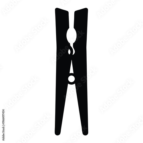 Bold black and white silhouette of a classic wooden clothes peg