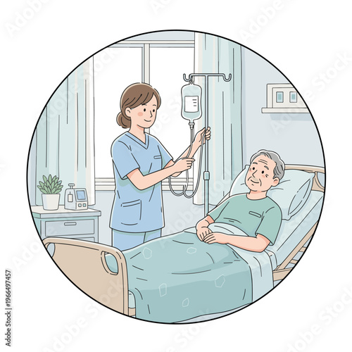 Conceptual vector illustrations of nursing work scenarios.