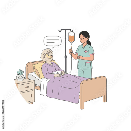 Conceptual vector illustrations of nursing work scenarios.