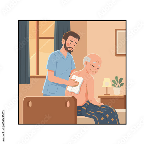 Conceptual vector illustrations of nursing work scenarios.