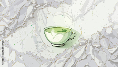 glass of fresh green smoothie and matcha tea