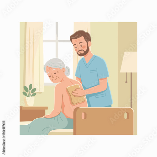 Conceptual vector illustrations of nursing work scenarios.