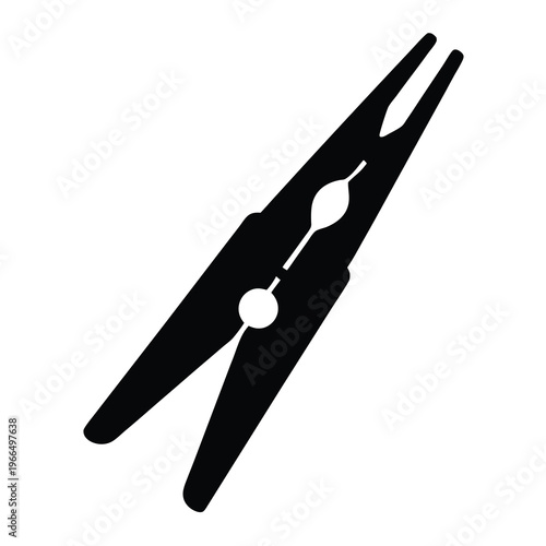 Simple black and white illustration of a classic wooden clothespin or peg