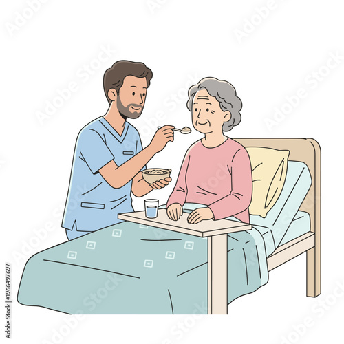 Conceptual vector illustrations of nursing work scenarios.
