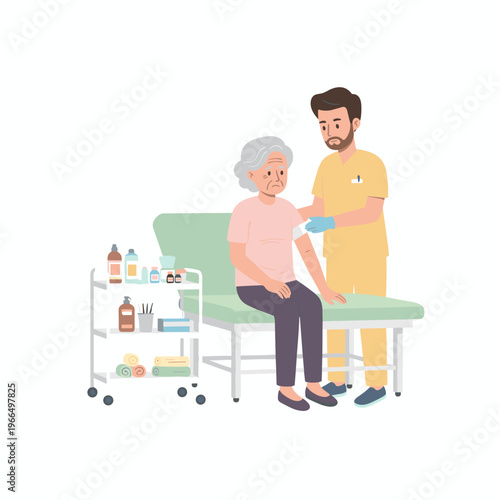 Conceptual vector illustrations of nursing work scenarios.