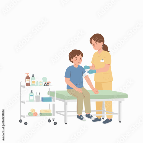 Conceptual vector illustrations of nursing work scenarios.
