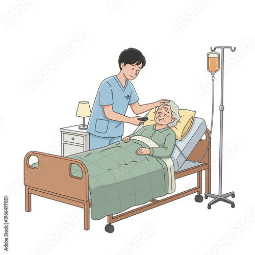 Conceptual vector illustrations of nursing work scenarios.