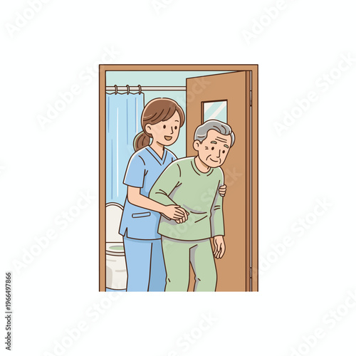 Conceptual vector illustrations of nursing work scenarios.