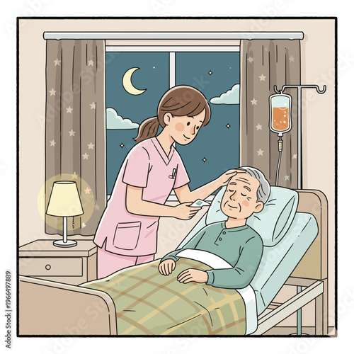 Conceptual vector illustrations of nursing work scenarios.