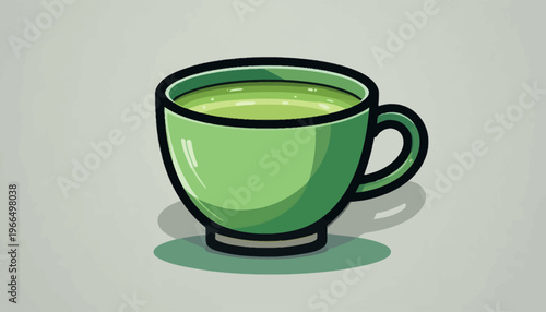 glass of fresh green smoothie and matcha tea