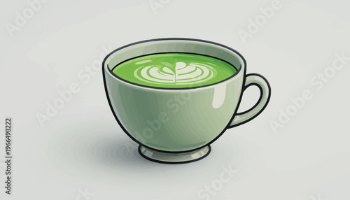 glass of fresh green smoothie and matcha tea