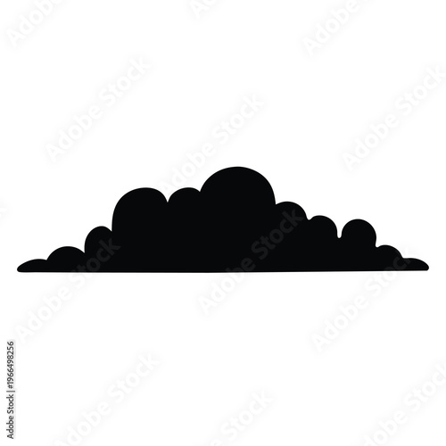 Black flat cloud silhouette against a clean white background for design