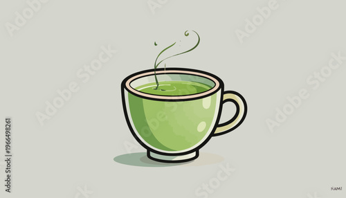 glass of fresh green smoothie and matcha tea