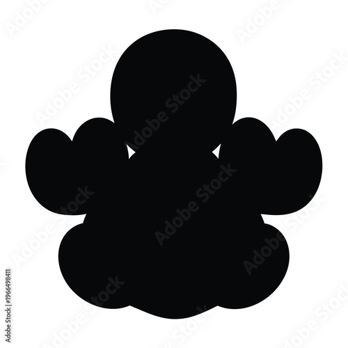 Black silhouette of a mystical creature with a round head and limbs