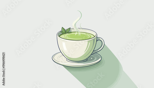 glass of fresh green smoothie and matcha tea