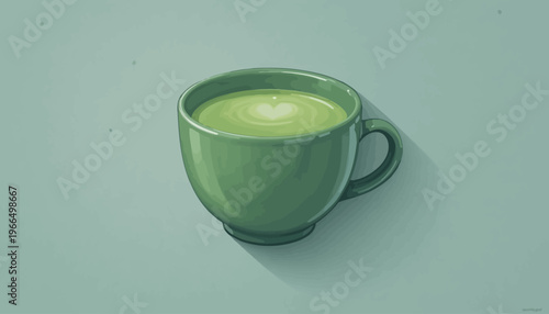 glass of fresh green smoothie and matcha tea