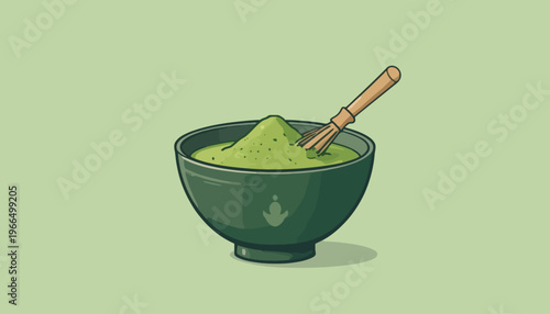 glass of fresh green smoothie and matcha tea