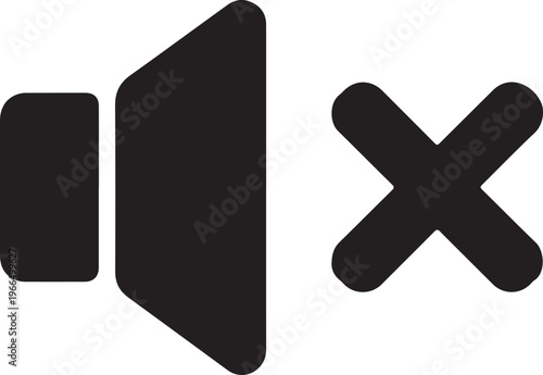 Volume Mute Symbol with Speaker and Cross Mark for Audio Control