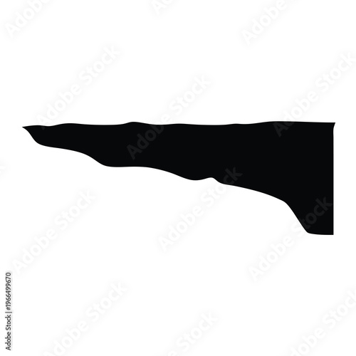 Abstract black silhouette of jagged land mass against a white background