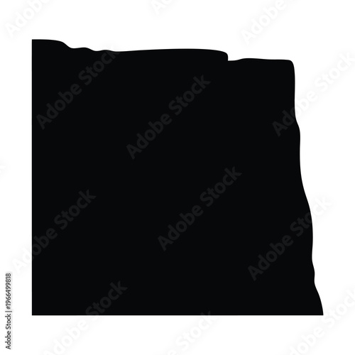 Black Silhouette on White Background Depicting Geographic Map of a US State