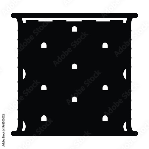 Black and white vector illustration of a baby crib, in silhouette