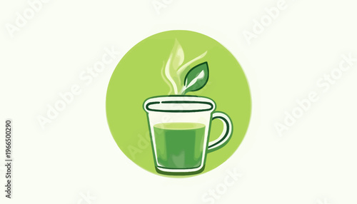 glass of fresh green smoothie and matcha tea