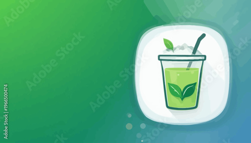 glass of fresh green smoothie and matcha tea