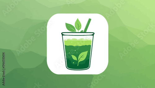 glass of fresh green smoothie and matcha tea