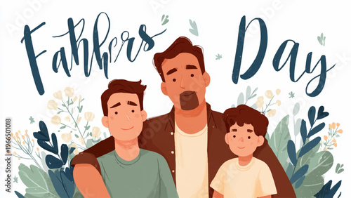 Fathers Day, family, illustration, vector, happy father, kids, celebration