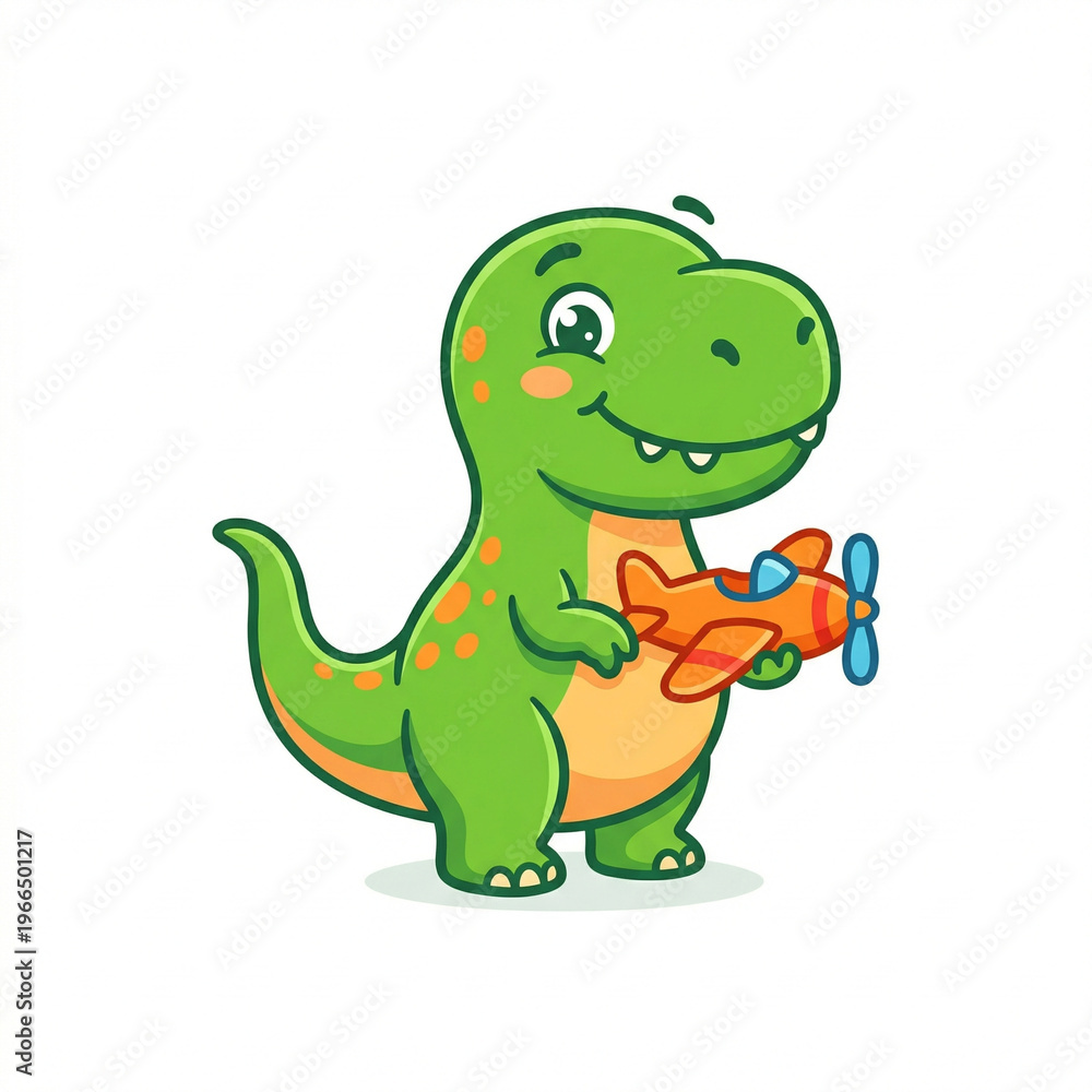 Obraz premium Cute Baby T-Rex Toy Mascot Logo