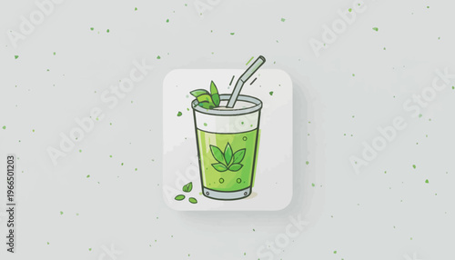 glass of fresh green smoothie and matcha tea